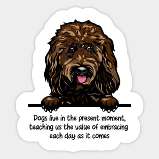 Dogs live in the present moment, teaching us the value of embracing  each day as it comes Sticker